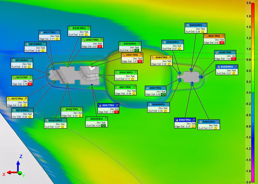 PolyWorks|Inspector 2024 geeft gebruikers verbeterde analyse door controleweergaven te bekijken in meerdere gegevensuitlijningen.